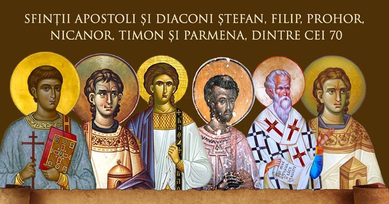 Sfinții Apostoli și Diaconi Prohor, Nicanor, Timon și Parmena care fac parte din primii șapte diaconi ai Bisericii